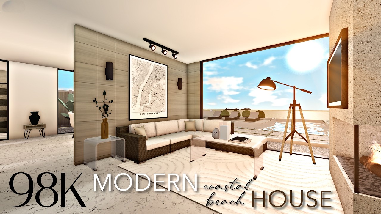 BLOXBURG: 98K MODERN COASTAL FAMILY BEACH HOUSE | NO-GAMEPASS