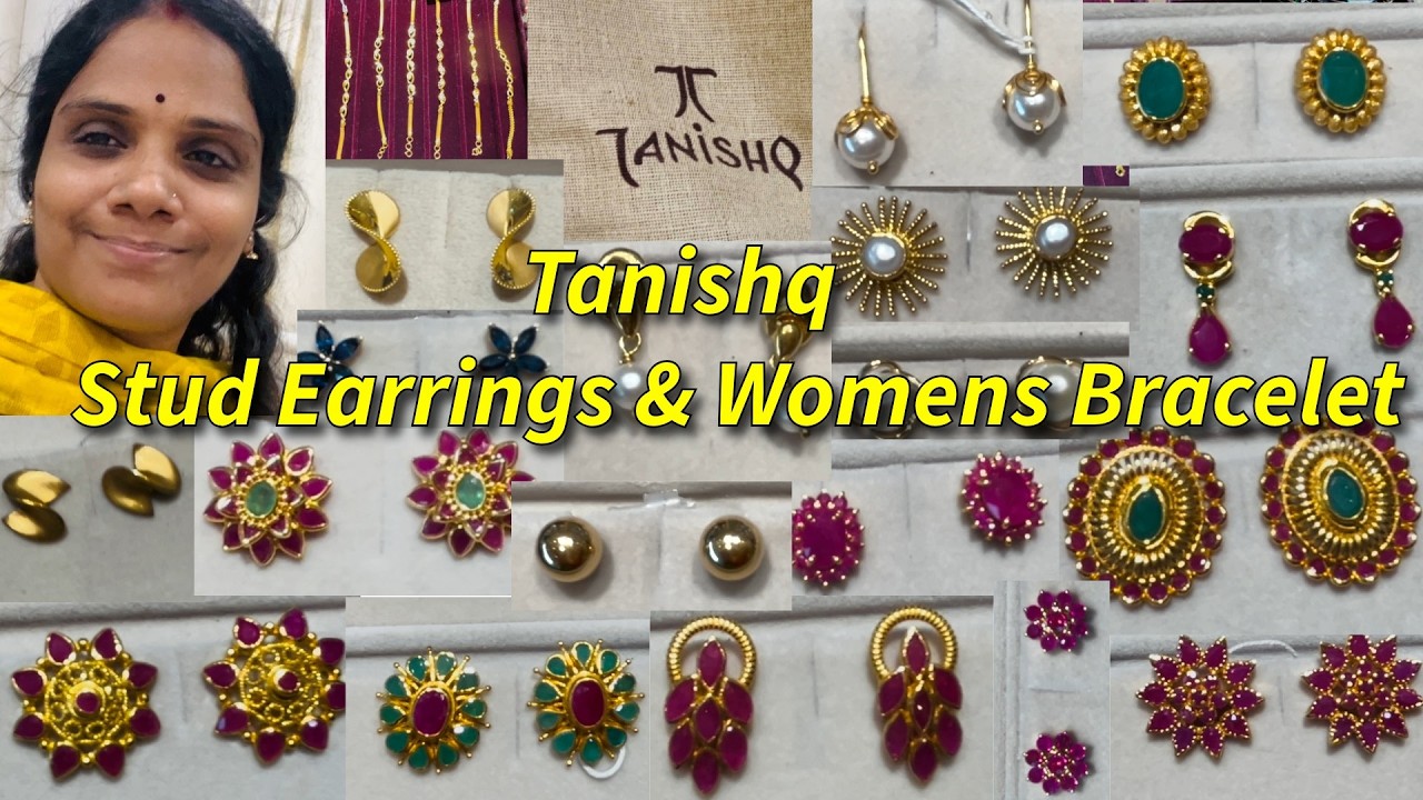 TanishqStud Earrings & Womens Bracelet @V__J__Mummy #gold #jewellery #shopping #tamil