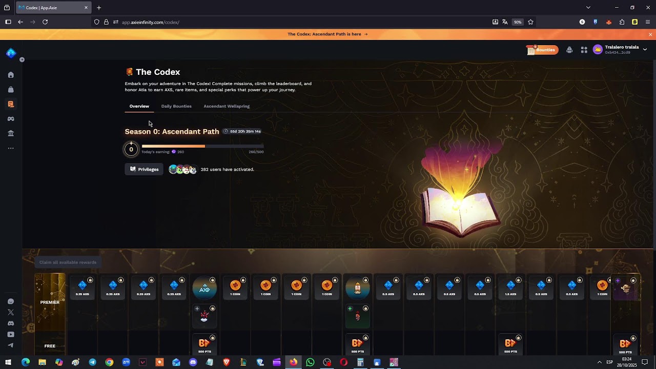 LLEGÓ EL CODEX!!! NUEVAS MISIONES | AXIE INFINITY #RON #AXS #SLP #2025 #UPTOBER