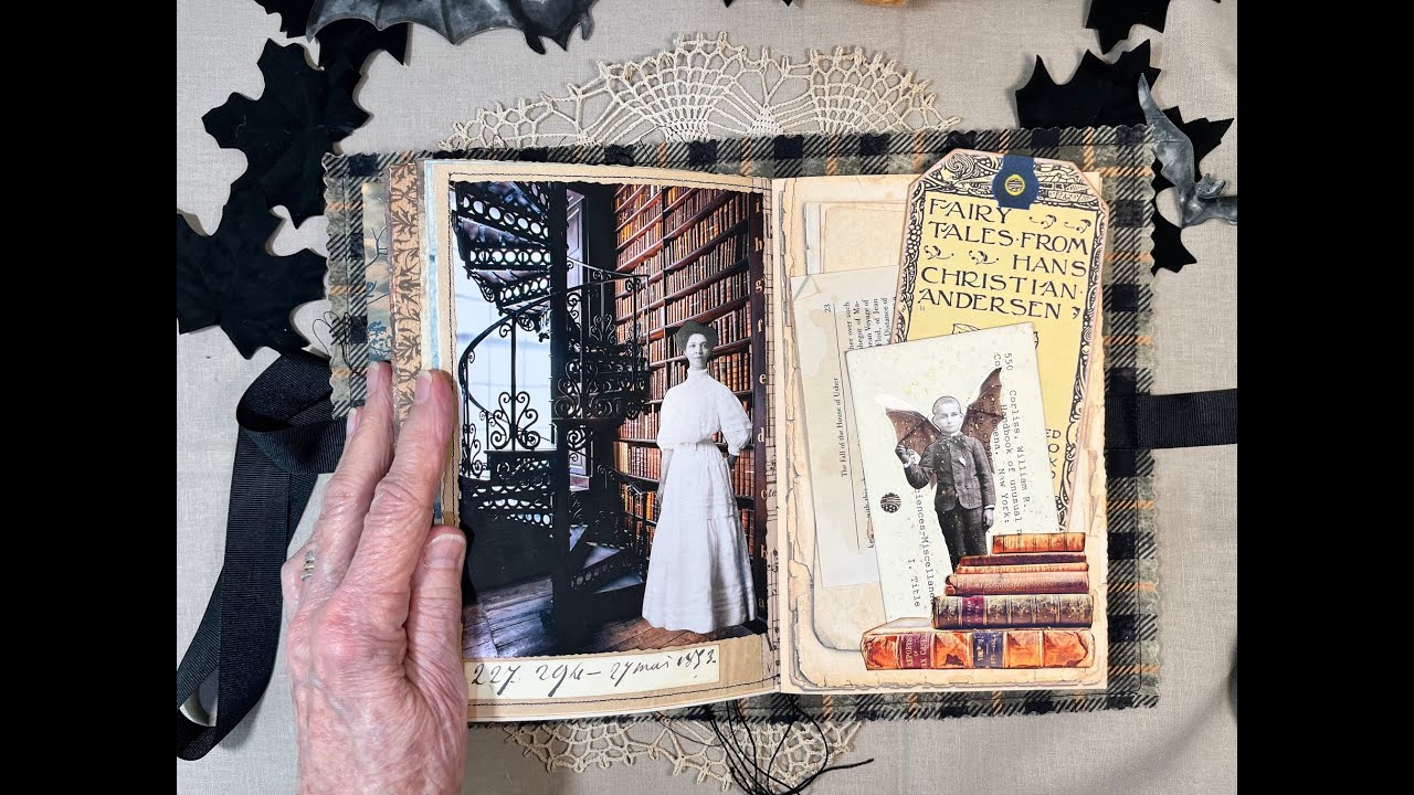 Halloween/Dark Academia themed junk/mixed media art journal