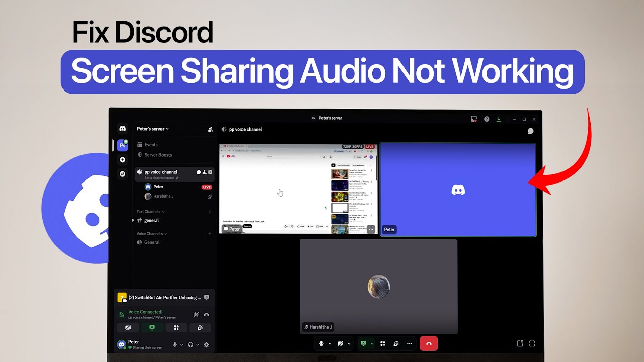 Звук в Discord не работает при демонстрации экрана.
