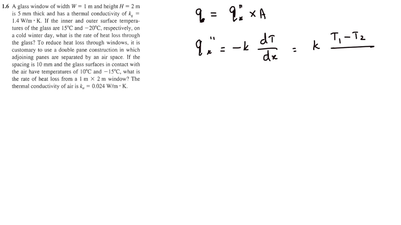 Heat Conduction Through Single and Double Pane Windows | First-Year Heat Transfer