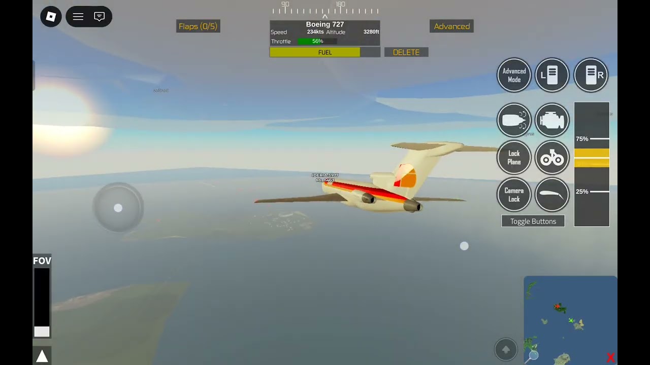 Iberia airlines boieng 727 full flight video