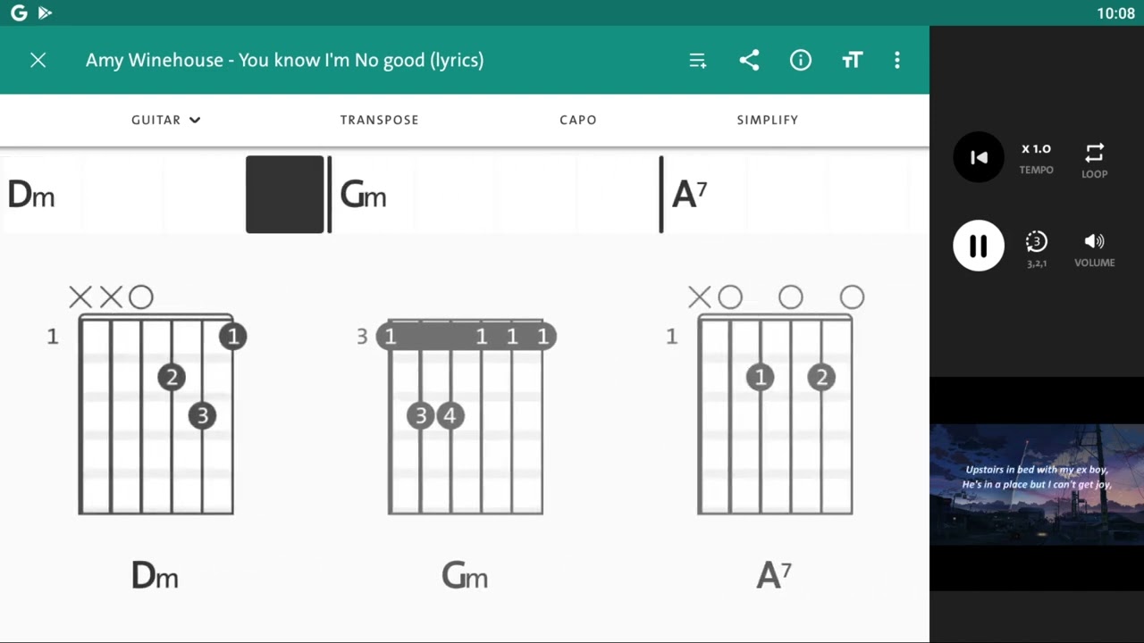 Amy Winehouse - You Know I'm No Good - Guitar Chord Tab Play Along