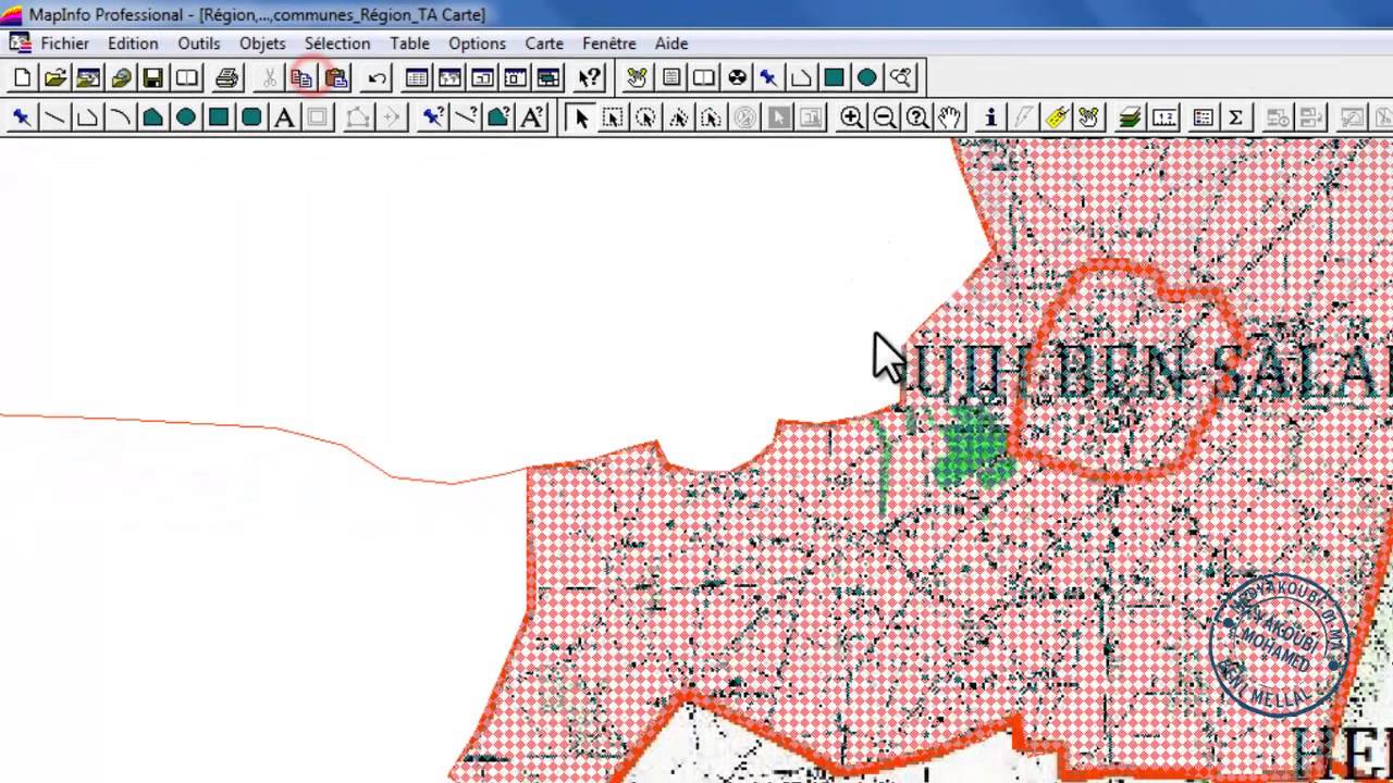 Création des tables polyligne et polygone Tadla azilal , Mapinfo 8 HD