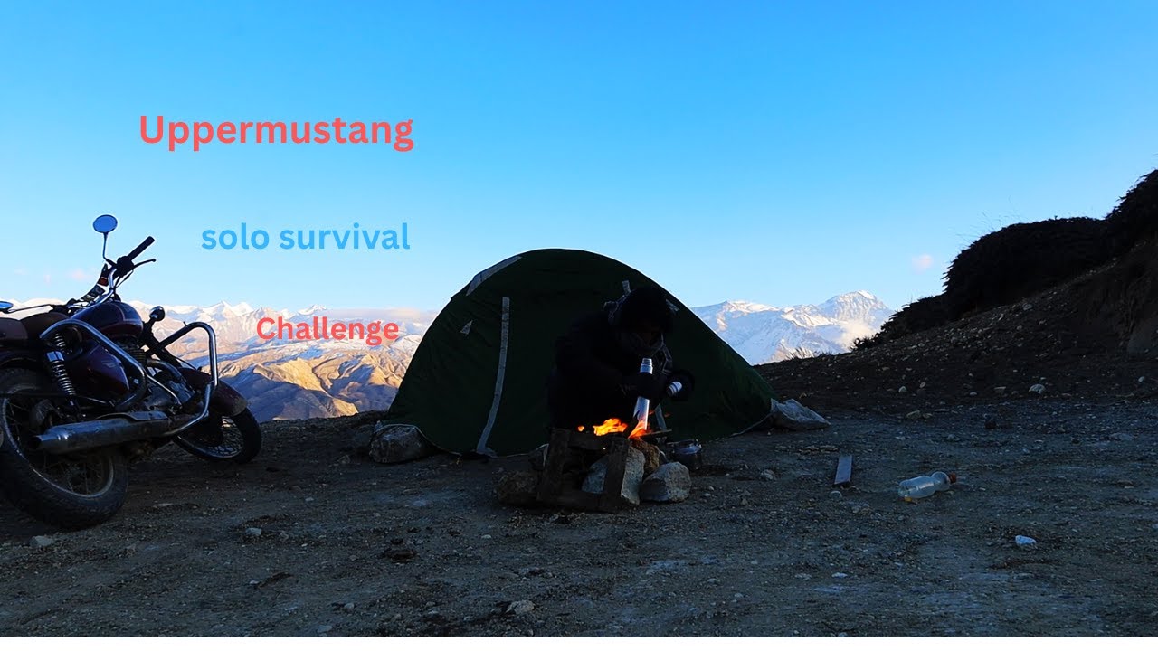 Solo Survival Challenge Day 01 | Upper Mustang Nepal | Bike Ride From Jomsom | Tent & Fire Camping