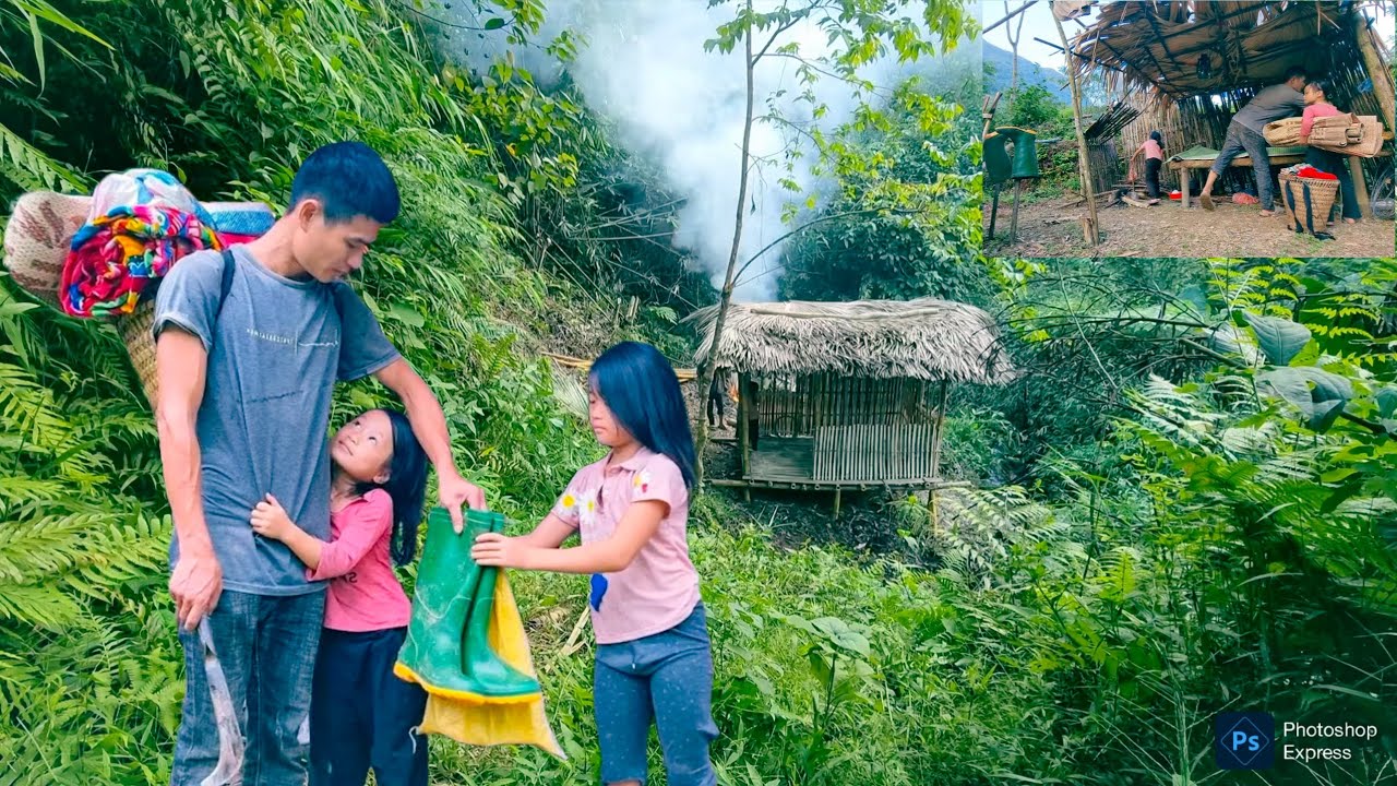 The single father is building a house out of bamboo so that his two daughters have a place to stay.