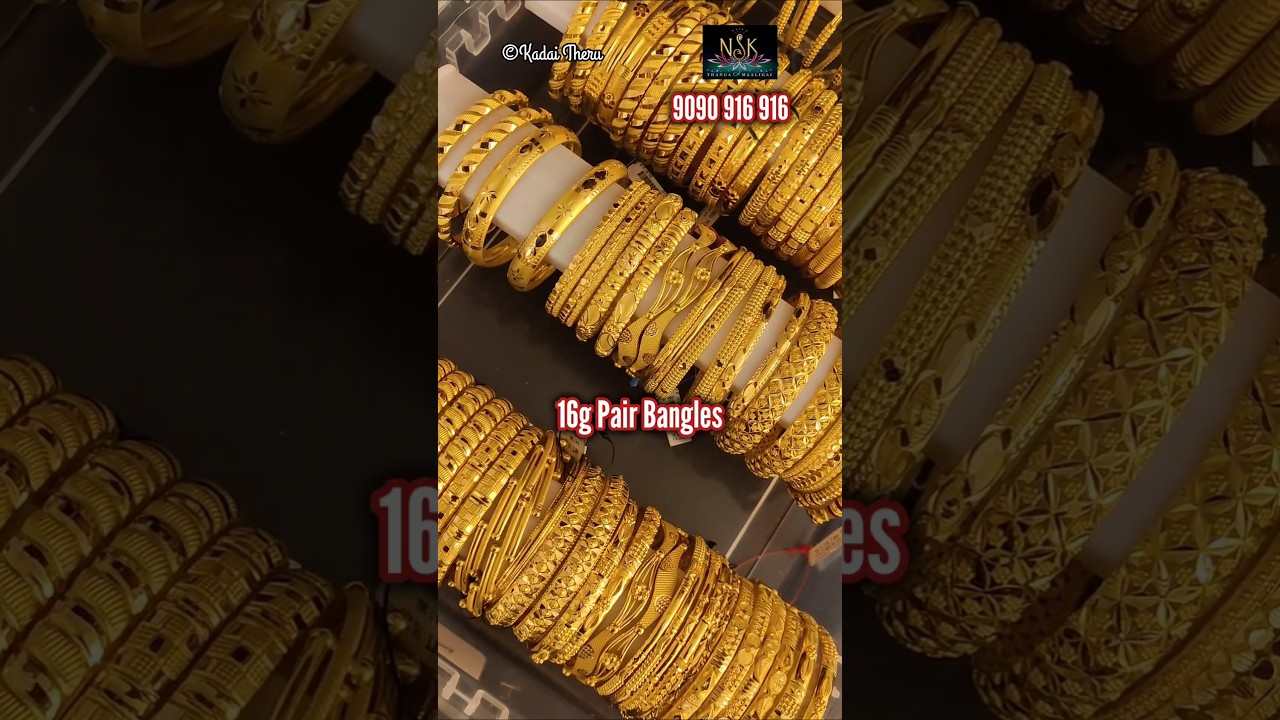 Just 16g Pair Gold Bangles| light Weight Wedding Bangles| NSK