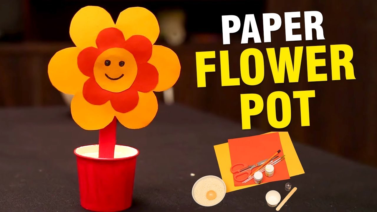 Paper Flower Pot | How To Make Paper Flower Pot | Paper Crafts Ideas For Kids | Easy DIY Crafts