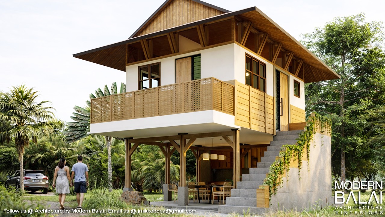 MODERN BAHAY-KUBO SMALL HOUSE DESIGN 2-BEDROOM 5X10 METERS | MODERN BALAI