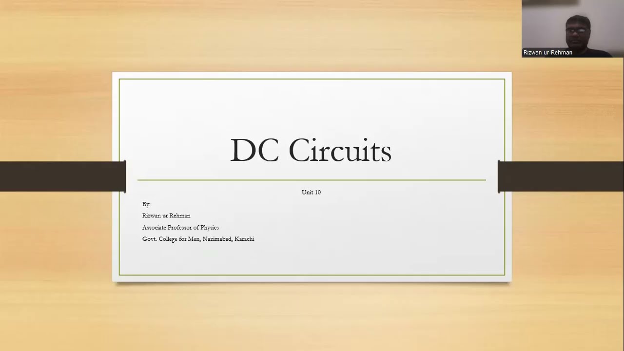 Unit 10 lecture 4 DC circuits