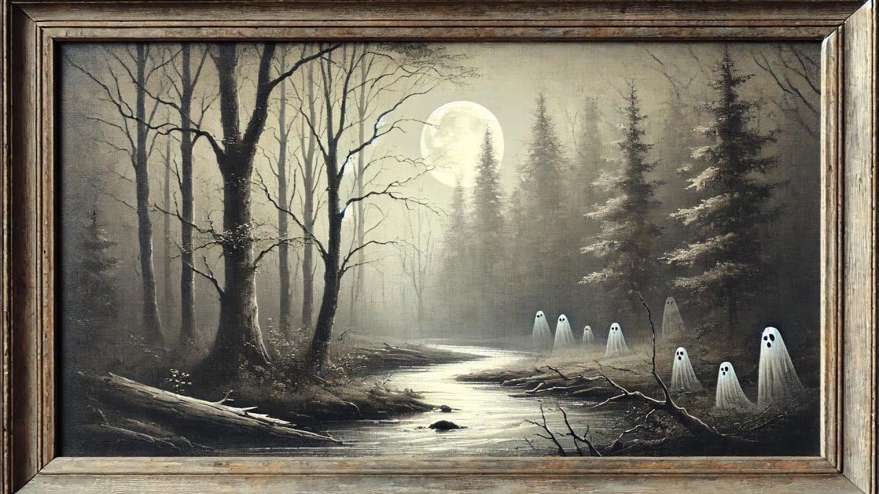 Halloween Ghostly Screensaver | Spooky Halloween TV Art | 4K Frame TV Hack| Framed Vintage Art |2Hrs