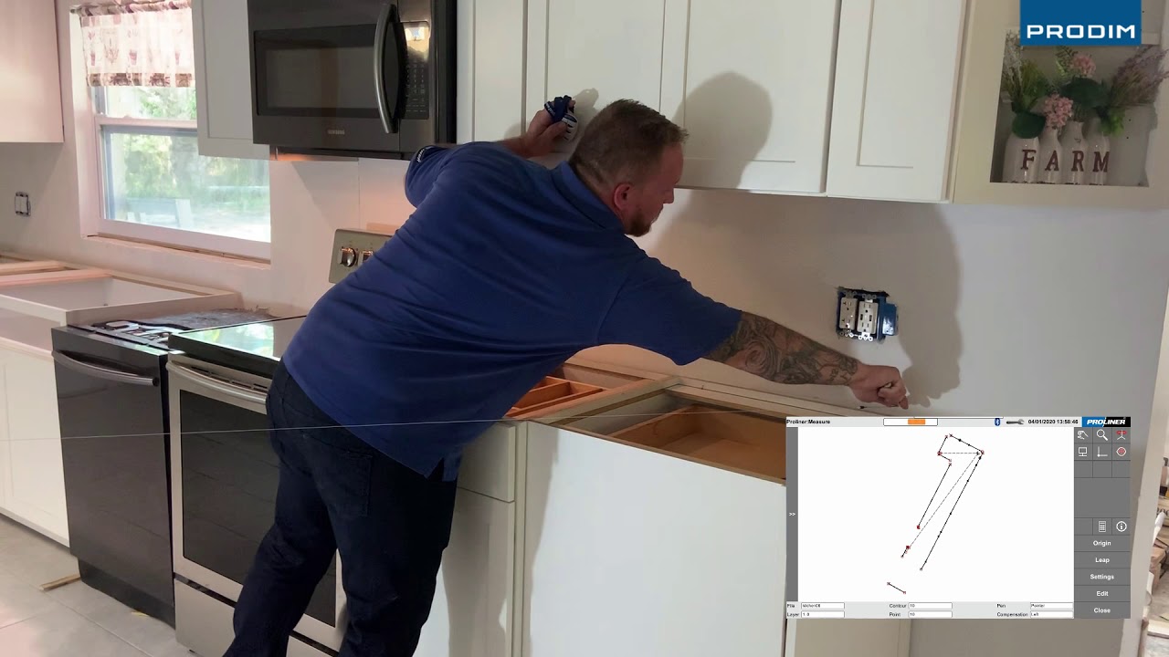 Digital templating a countertop with the Proliner and Prodim Factory software