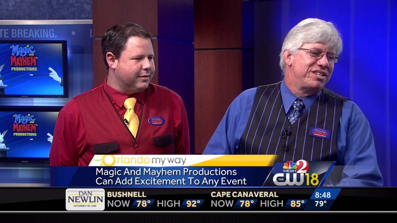 Magic and Mayhem comedy magic show visit WESH 2