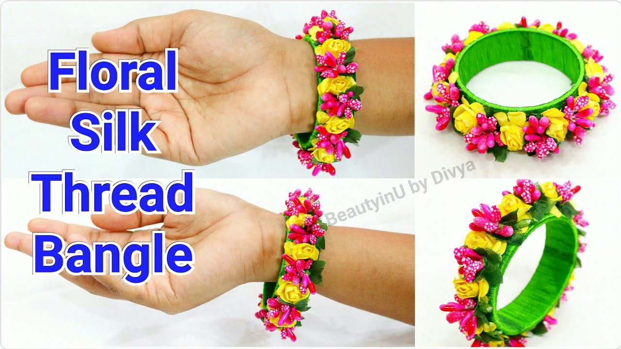 How to Make Floral Silk Thread Bangle at Home || Handmade jewellery