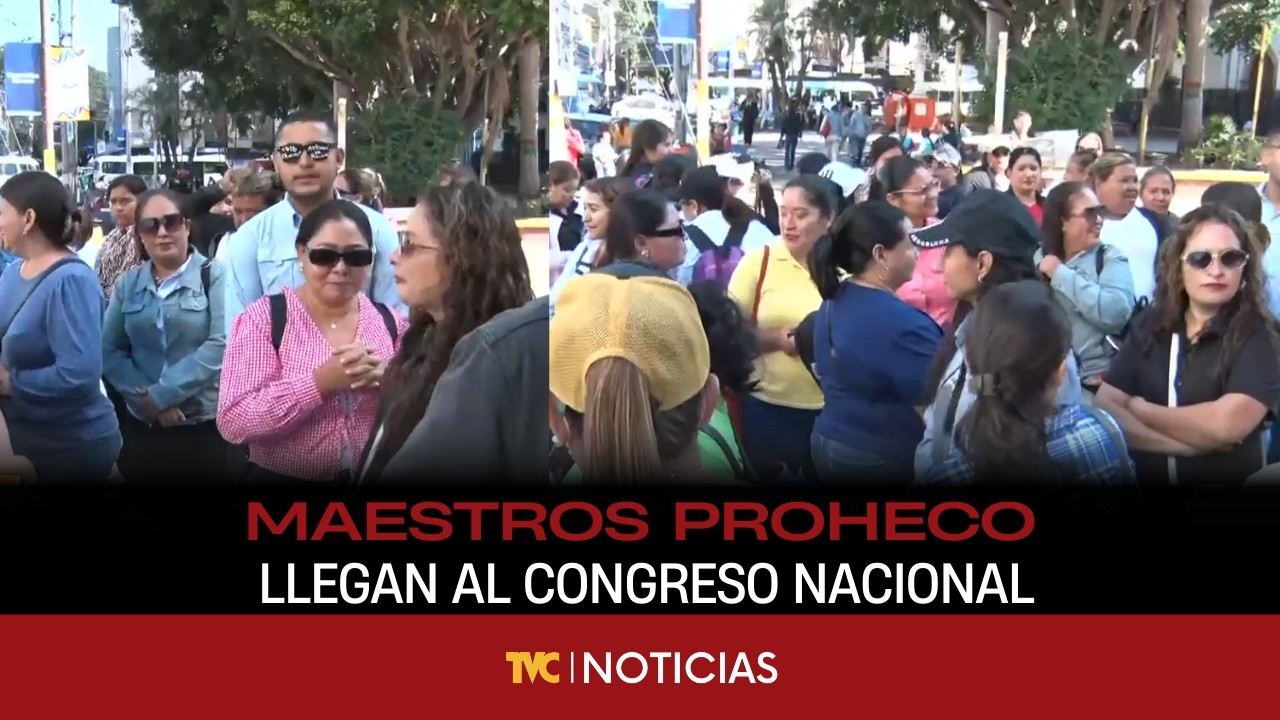 Maestros PROHECO llegan al Congreso Nacional para exigir nivelación salarial.