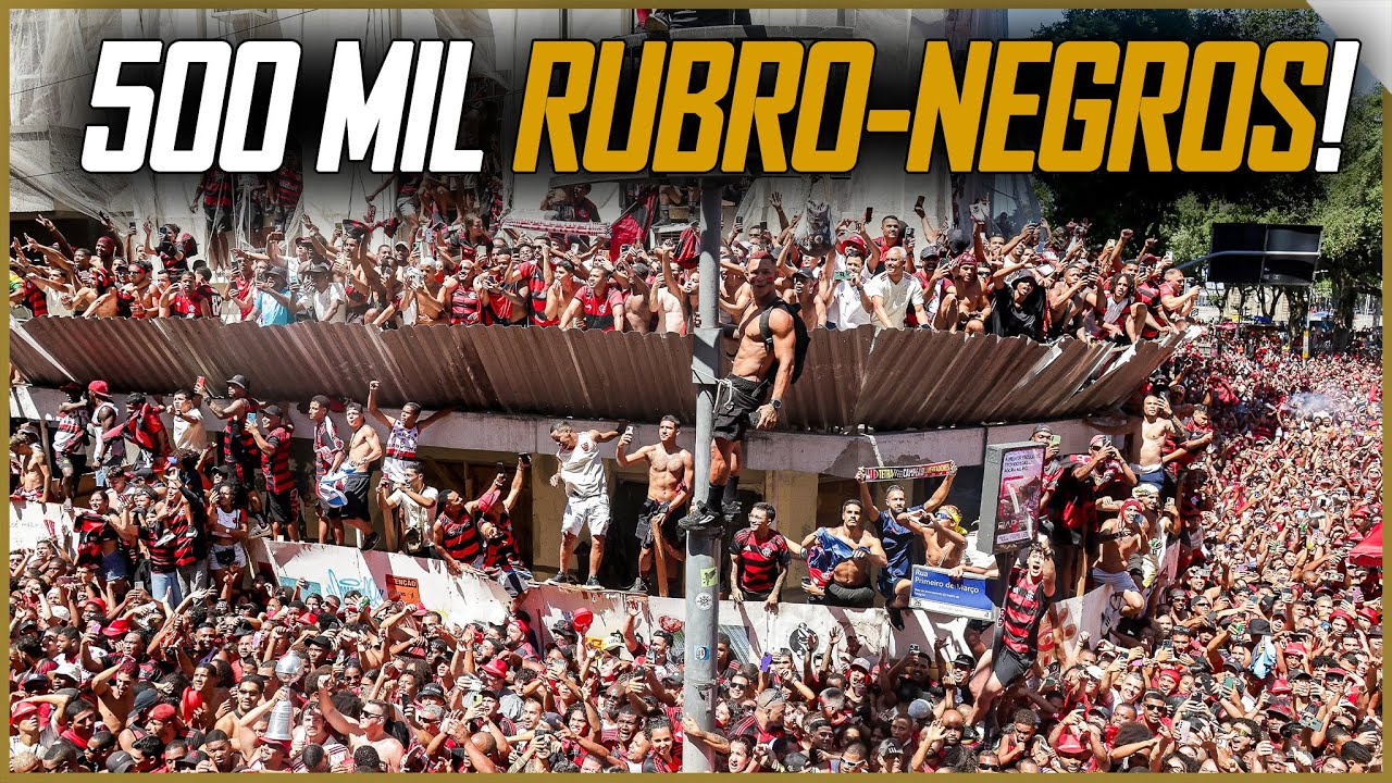 TORCIDA DO FLAMENGO PAROU O RIO DE JANEIRO EM DESFILE DO TETRA DA LIBERTADORES COM JOGADORES!
