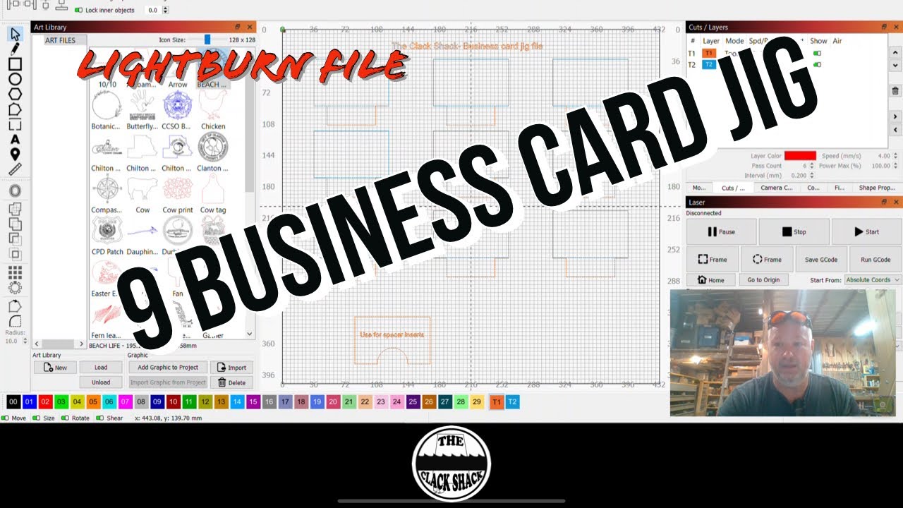 Lightburn jig for business cards