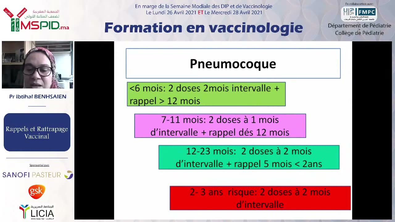 Formation en Vaccinologie - Pr BENHSAIEN Ibtihal - Rappels & Rattrapage vaccinal