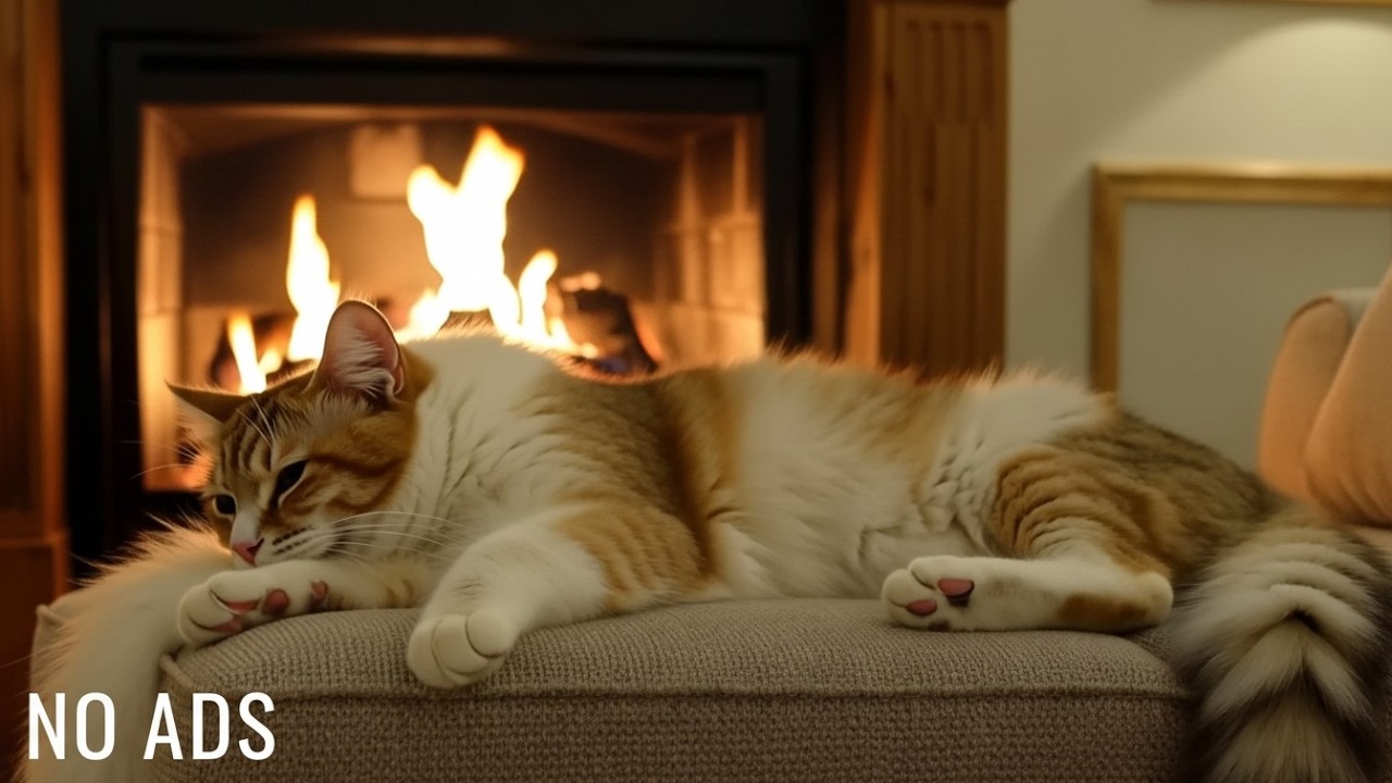 12 Hours of Relaxing Cat Music 🌻 Warm Fireplace Piano for Cats to Sleep & Relax Now 💖