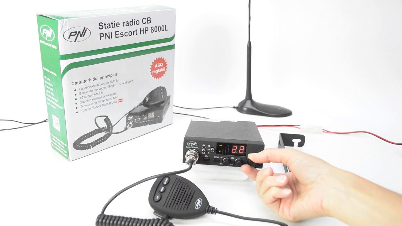 Statie radio CB PNI Escort HP 8000L cu ASQ reglabil 12V, 4W, Lock, mufa de bricheta inclusa