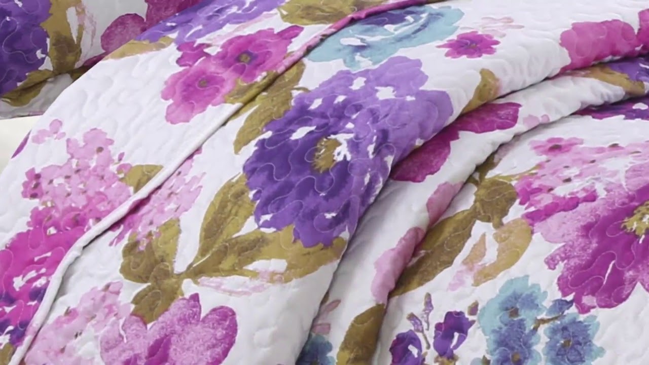 YESHOME Print Quilt Set Bedspread--Chic Story/Flower Story