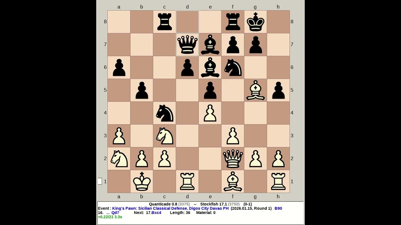 Quanticade 0.8 vs Stockfish 17.1 | King's Pawn: Sicilian Classical Defense #chess