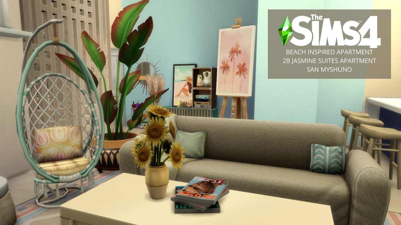 Beach Inspired Apartment | 2B Jasmine Suites | San Myshuno | The Sims 4 | Stop Motion | No CC