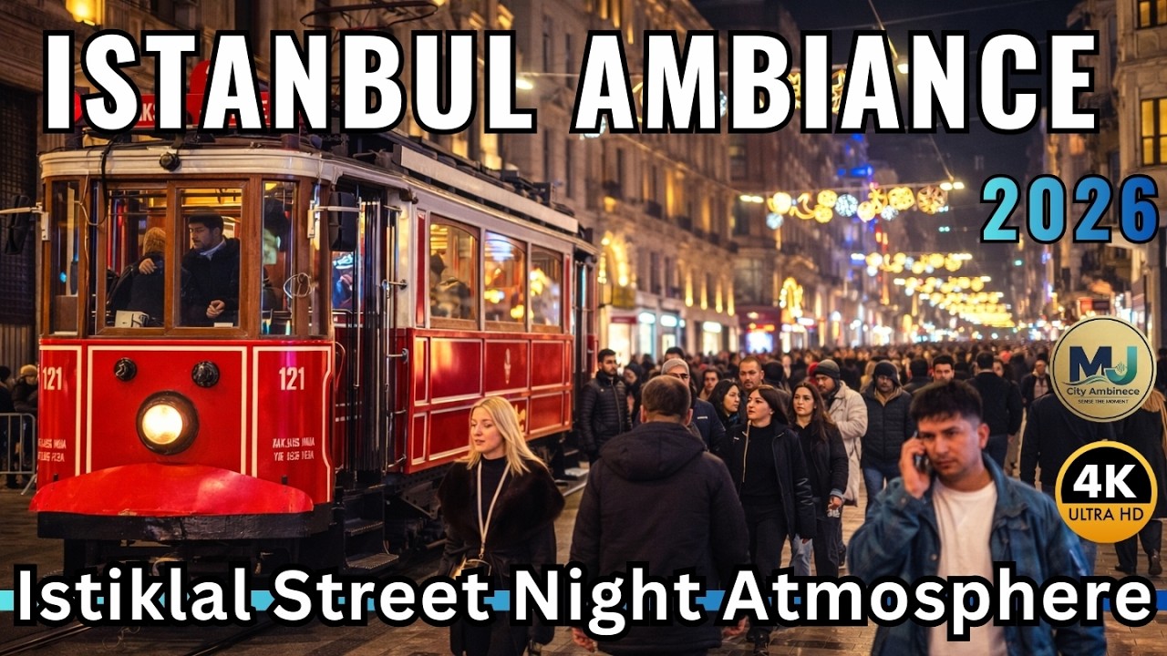 Istanbul Istiklal Street Real Nightlife | Fixed Camera Scene
