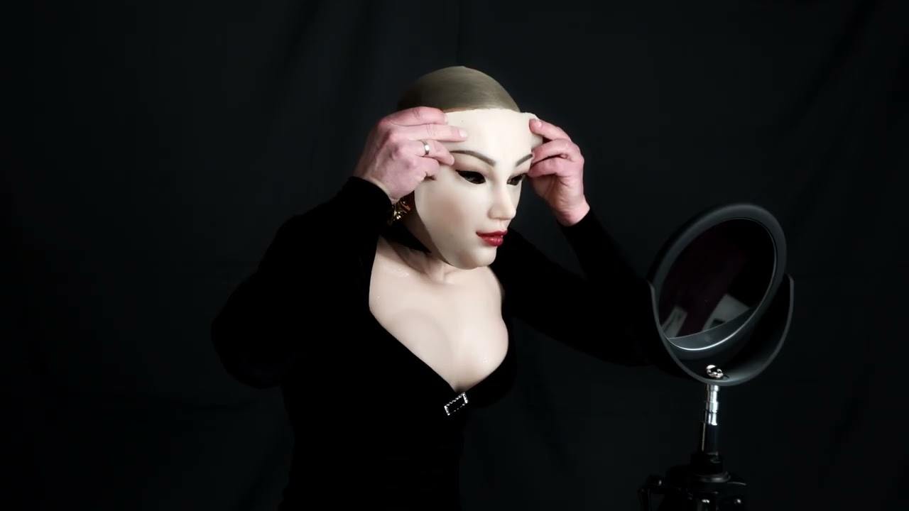 Gluing on female face. Alternative way to wear silicone mask