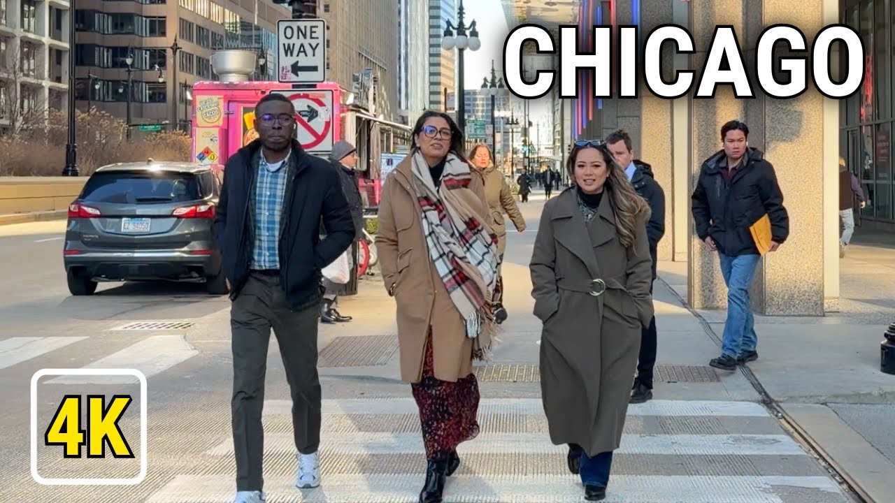 City Of Chicago Winter Walking Tour 4K Afternoon Stroll On Monday | January 12, 2026 |4K City Sounds