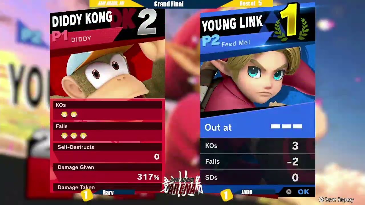 Ann Arbor Arena 103 Grand Finals JADO (Young Link) vs. Gary (Diddy Kong)