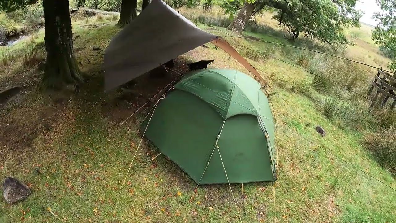 tarp and  tent set up Dartmoor Sep 2022
