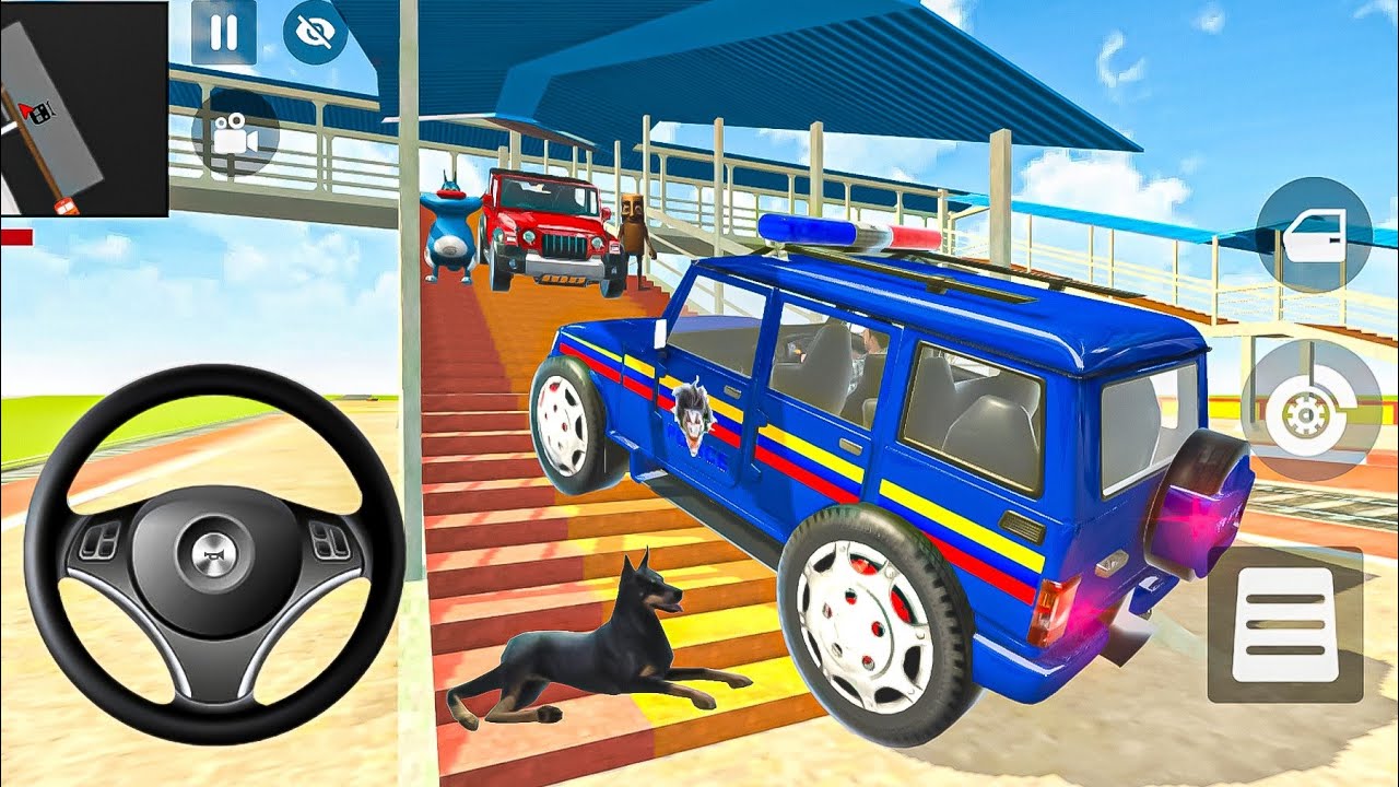 🚂indian theif auto simulator🛺  Franklin modified blue police car showroom🚚 all car and bike ready 🤩