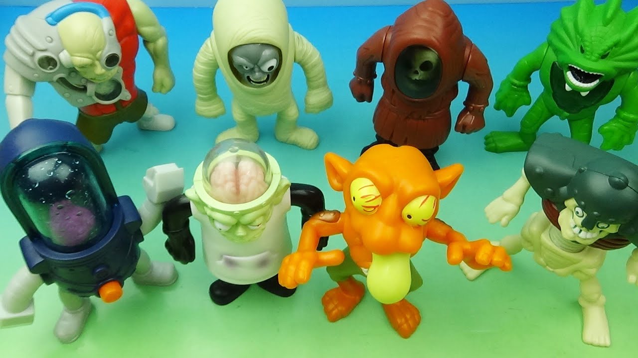 Видеообзор набора из 8 коллекционных фигурок McDonald's HAPPY MEAL 2003 года STRETCH SCREAMERS с ...