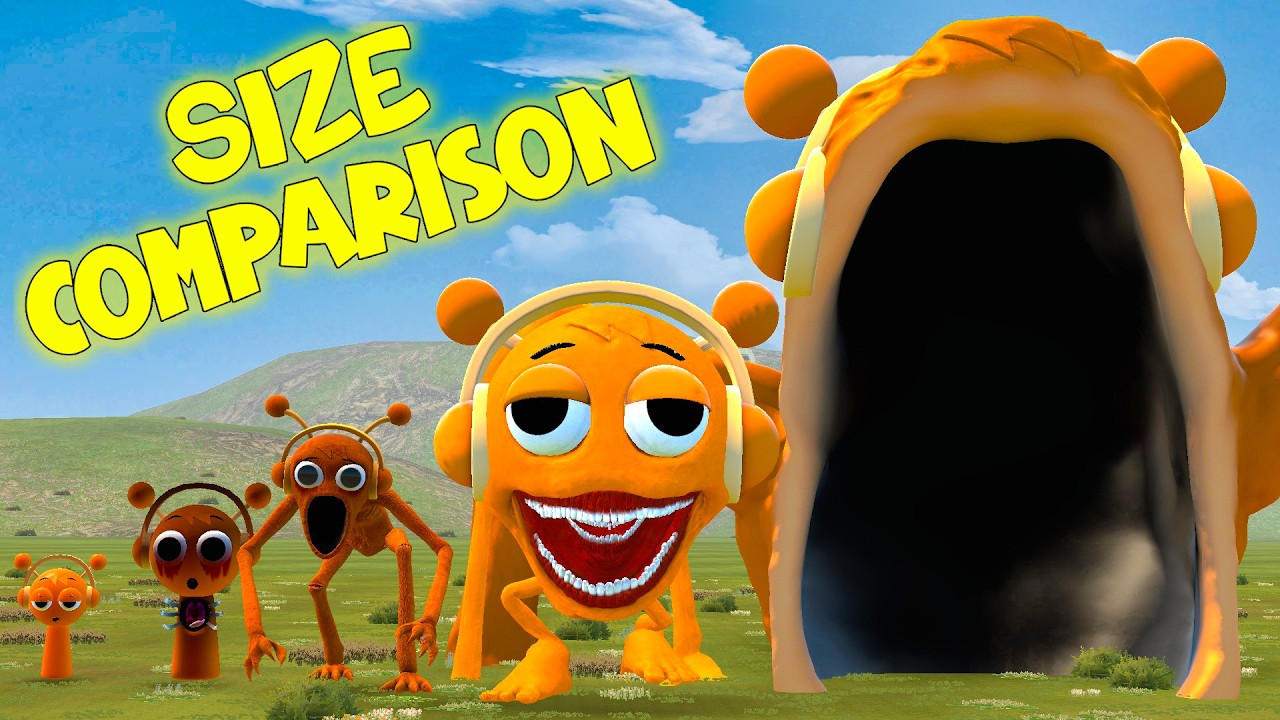 NEW SIZE COMPARISON OF ALL SPRUNKI OREN FAMILY In Garry's Mod!