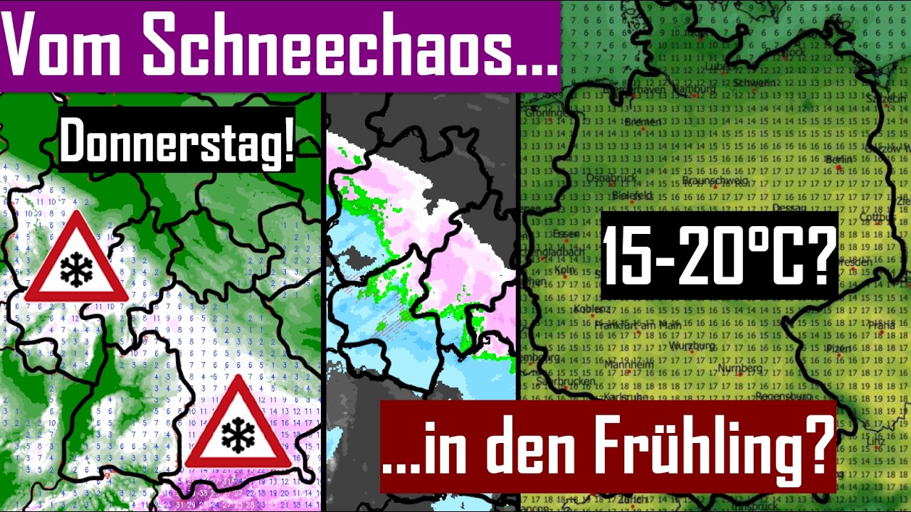 SCHNEE am DONNERSTAG⚠️🌨️ - NÄCHTE zunächst EISIG - Ab SAMSTAG deutlich MILDER - Nächste WOCHE 20°C?
