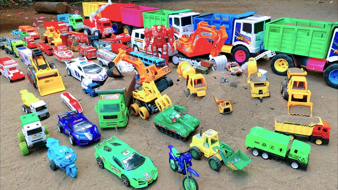🔥Mobil Truk Tronton Warna Warni Penuh Muatan🔥 Mobil Balap, Crane, Lamborgini, Excavator, Mobil Molen