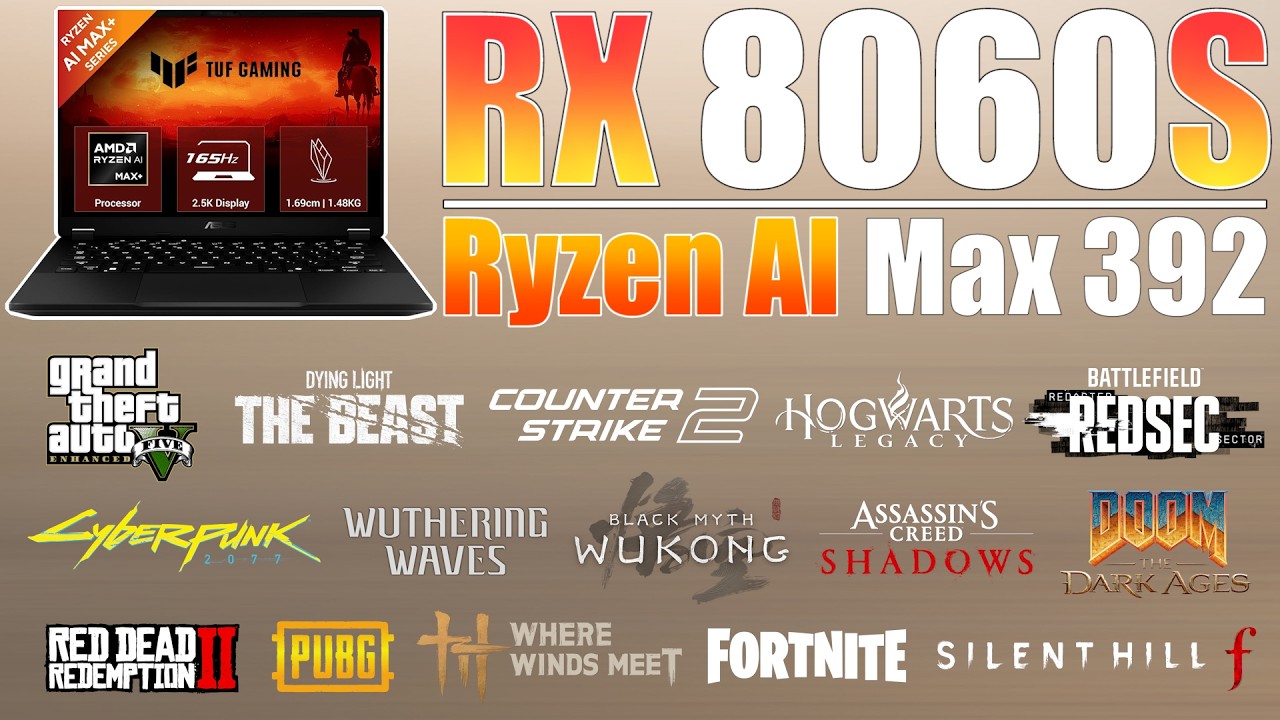 Asus TUF A14 (2026) : Ryzen AI Max 392 + Radeon 8060s - New 15 Games Tested