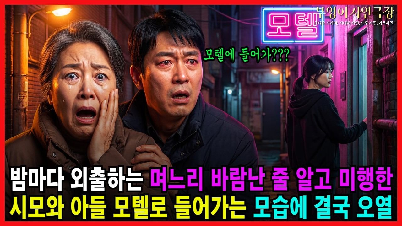 밤마다 외출하는 며느리 바람난 줄 알고 미행한 시모와 아들 모텔로 들어가는 모습에 결국 오열ㅣ가족사연ㅣ감동사연ㅣ오디오북ㅣ사연라디오