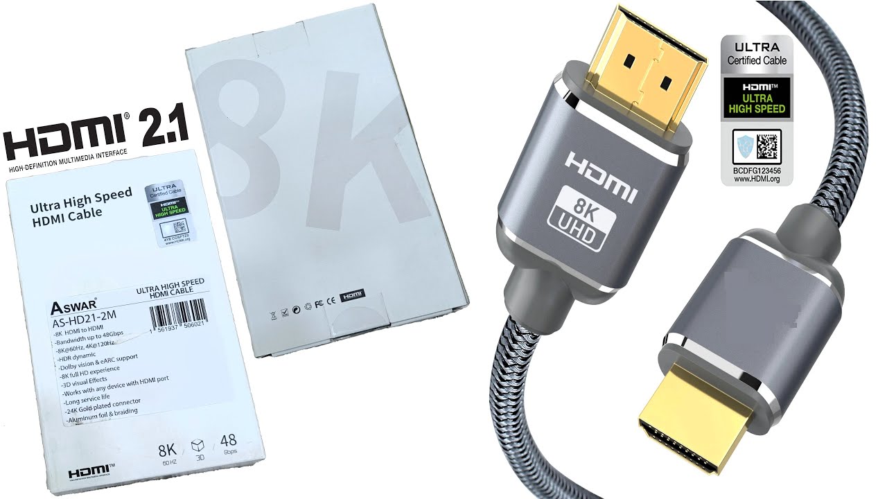 HDMI 2.1 (كيبل - سلك - واير) اصلي بسعر ممتاز |تجربة كيبل HDMI 2.1 موديل أسوار ASWAR مع تجربة على PS5