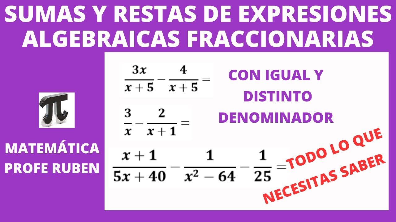 C&oacute;mo sumar y restar expresiones algebraicas fraccionarias