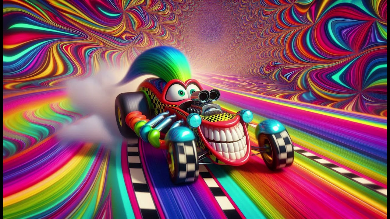 Psychedelic Race Car Fractal Wallpaper / Background ( No Sound )