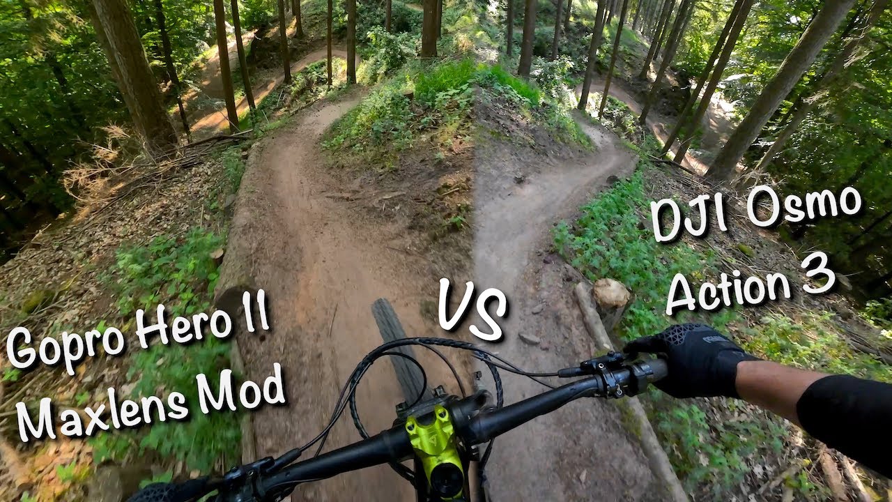 DJI Osmo Action 3 vs Gopro Hero 11 Maxlens Mod -MTB FOV / Image quality - Superview macro
