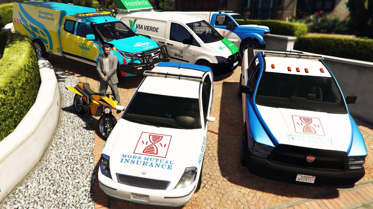 GTA 5 - Stealing Los Santos Roadside Assistance Vehicles with Michael! (Real Life Vehicles)