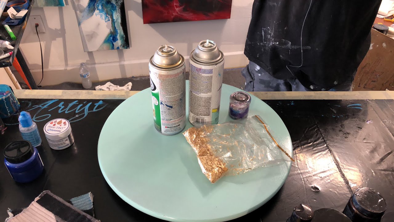 Live Resin Pour Lazy Susan (With Gold Leaf) and a Disco Lip Piece
