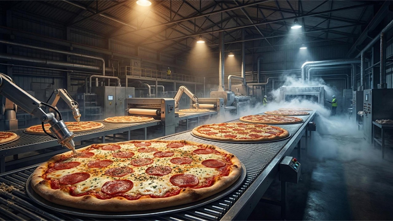 Inside a Frozen Pizza Factory: Dough Lines, Topping Automation & Flash Freezing (ASMR)