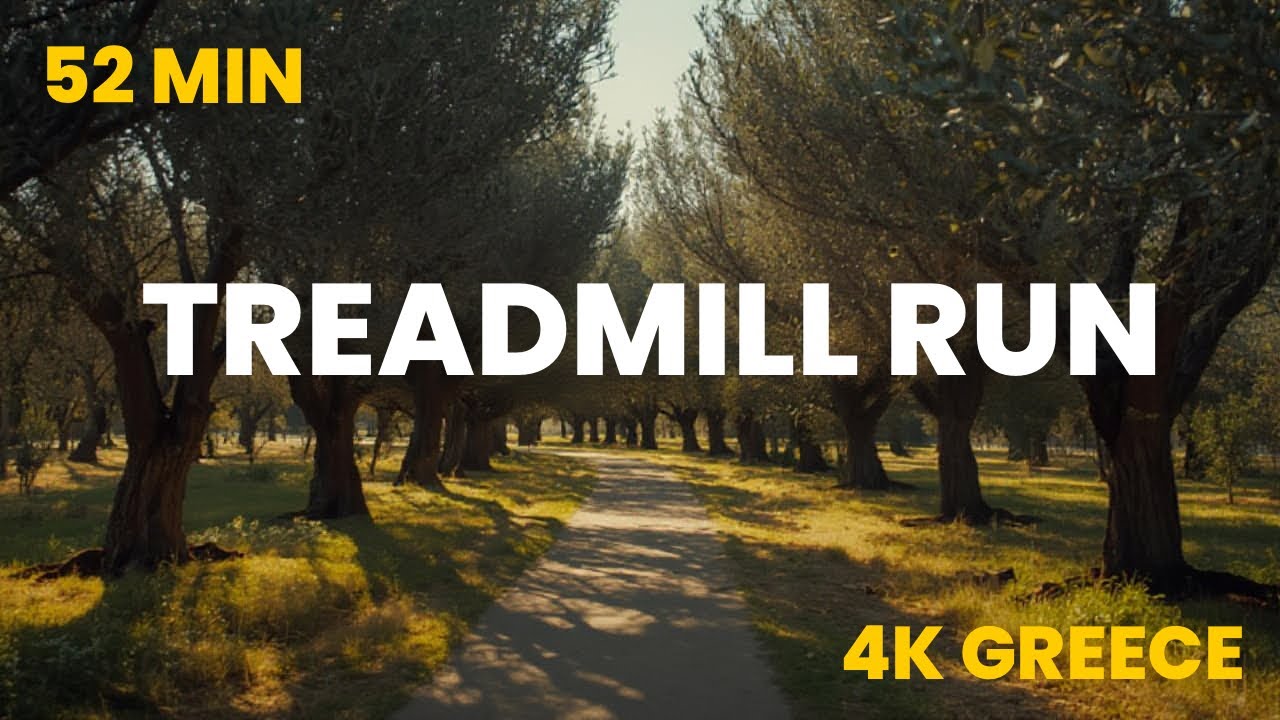 Virtual Run Greece 4K | 52 Min Treadmill Workout | Syggrou Grove