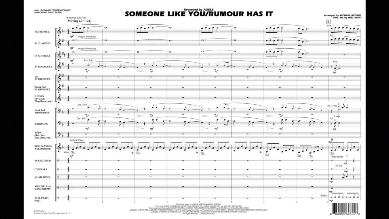 Someone Like You/Rumour Has It arranged by Michael Brown