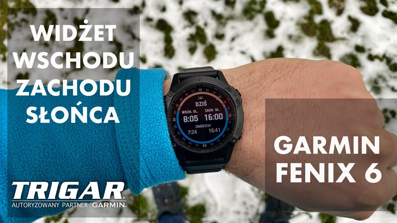 Garmin Fenix 6 - widżet wschodu i zachodu słońca